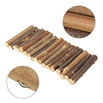 Fdit Pet Ladder Bridge Bend Wooden Hamster Wood Ladder Living Fence Suspension Bridge Exercise Chew Toy for Reptile Rodents Small Animals(Small)