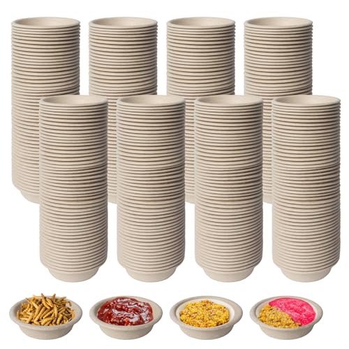 Klmnop 300 Pack 1oz Paper Gecko Food Cups, Reptile Feeding Dish, Food Bowl Ledge Accessories for Crested Gecko Reptiles Pets(Natural)