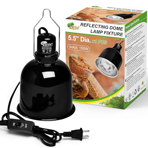 Reptile Light Fixture 5.5 inch Deep Dome with Switch, Optical Reflecting Cover for UVB/UVA Basking Bulbs & Ceramic Heat Emitters - style: Deep Dome (Max 150W)