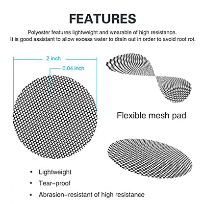 Plant Mesh Drainage Screens - 100PCS 2-Inch Reusable Grid Mats, Keep Soil in Pots for Succulents, Bonsai, Indoor Plants & Repotting