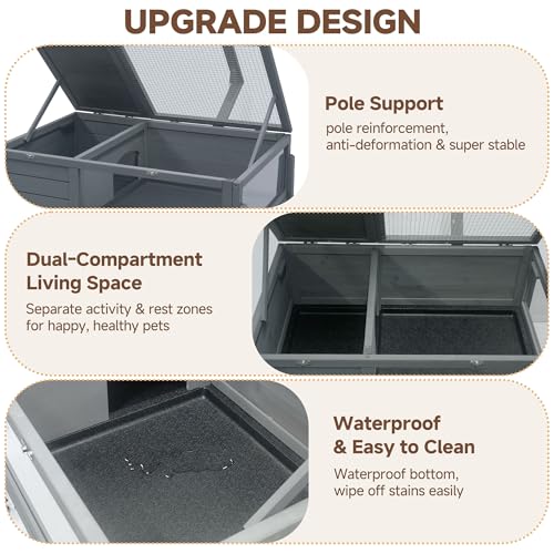 Large Tortoise Habitat Wooden Rolling Tortoise Cage House Reptile Terrarium Enclosure with Stand Leg Wheel Fixed Tray Openable Roof Lamp Holder for Gecko Lizard Snake Small Animal Cage Gray
