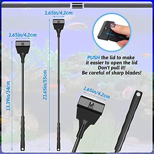 Honoson Aquarium Scraper 21.65 Aquariums Fish Tank Scraper Cleaner Tool Kit with 5 Stainless Steel Blades Long Handheld for Fish Reef Plant Glass Tank
