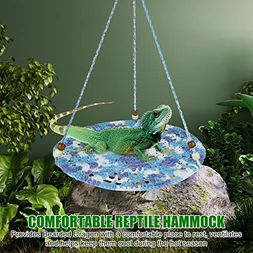 Jspupifip Reptile Hammock Bearded Dragon Accessories Hanging Hammock Blue | Small Pet Habitat Shelter Cage Accessories for Chameleon Birds Rats Hamster Iguana - color: Blue