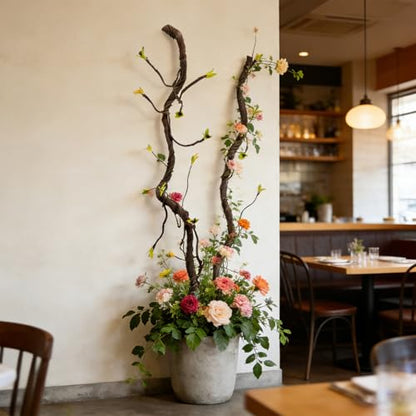 2PCS 55.1inch Bendable Thick Artificial Tree Branches Long Flexible Branch with Leaves Fake Thick Trunk Vine Stems for Wall Hanging Reptile Climbing Indoor Outdoor Arch Home Garden Decor