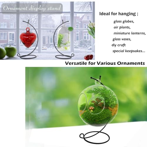 Ornament Display Stand ,6 PCS 9'' inch Air Plants Holder, Planter Terrariums Hanger, Black Iron Wire Hanging Hook for Glass Crystal Witch Ball,Easter Christmas Decoration,Wedding Party Office Home Decor