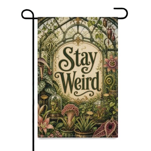 Glasshouse Botanical Exotic Flag 12x18 Inch Green Plant Terrarium Jungle Vintage Conservatory Garden Outdoor Yard Porch Decorative Banner - color: 77639, size: 12x18 Inch