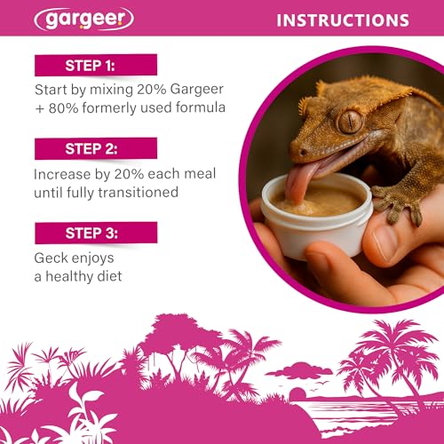 Gargeer 2oz Picky Geck Growth Formula - Crested Gecko Food. Made in USA | High-protein superfood for juvenile growth & adult strength! Banana, mango & date with BSFL, D3 & probiotics. Zero fillers - size: 2 Ounce (Pack of 1)