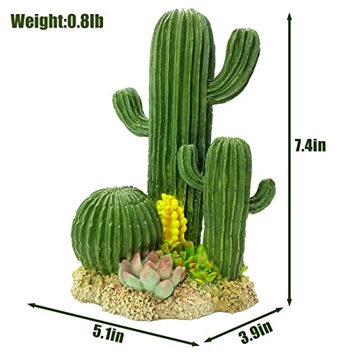 kathson Reptile Tank Decor Lizard Hide and Cave Plants Terrarium Decorations Resin Cactus Desert Aquarium Tank Habitat Accessories for Bearded Dragon Chameleon Leopard Gecko Snake Fish (Cactus) - style: Style A