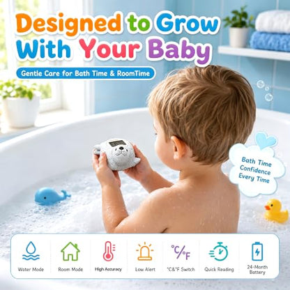 Doli Yearning Baby Bath Thermometer Baby Safety Water Thermometer for Kids | ±1℉ Accuracy; Long Battery Life; BPA-Free; Rapid Response - color: White