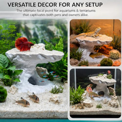 Aquarium Cave Tunnel Hideout,Vertical Tower Cliff Tower Fish Tank Cave Tunnel with Shelter, Heavy-Duty Aquarium Underground Cave Hideout for Fish, Reptiles, Shrimp, Bettas