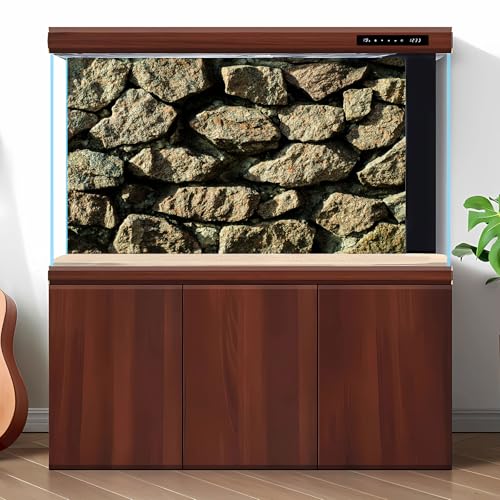 Stone Aquarium Background Natural Rock Fish Tank Background Rocky Glass Terrarium Background Stone Rock Reptile Habitat Background Poster Stone Wall with Sunray Aquarium Background 24x12in - color: Coper Brown, size: 24(W)x12(H)inches/ 60(W)*30cm(H)