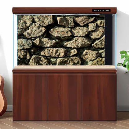 Stone Aquarium Background Natural Rock Fish Tank Background Rocky Glass Terrarium Background Stone Rock Reptile Habitat Background Poster Stone Wall with Sunray Aquarium Background 24x12in - color: Coper Brown, size: 24(W)x12(H)inches/ 60(W)*30cm(H)