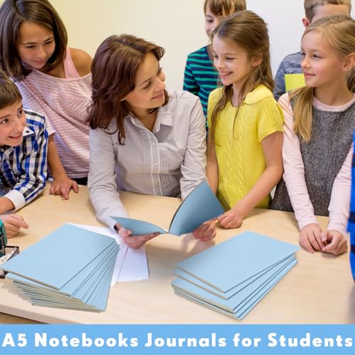 100 Pcs Journals Notebooks Bulk - Kraft Softcover A5 Small Notebooks 5.5 Inch x 8.3 Inch Notepads with 60 Page 30 Sheet for Writing Sketch Travel Office Supplies(Light Blue,Lined) - color: Light blue, style: Lined