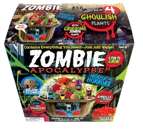 TOYS BY NATURE Create Your Own Zombie Apocalypse - Complete Kids Terrarium Kit to Grow Plants That Look Like Real Brains and Eyeballs - Includes Everything Needed to Start Your House of Horrors - style: Zombie Apocalypse