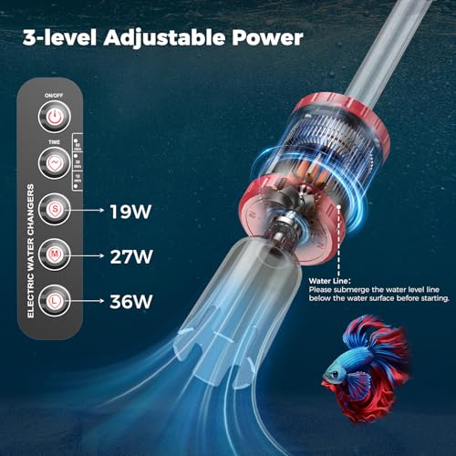 36W Electric Aquarium Vacuum Gravel Water Shower and Water Circulation, Timed Off