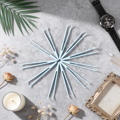 12 Pcs Plastic Tweezers, Non Slip Bent Tip Craft Tweezer, Long 4.5 Inch Bent Tweezers, Pointed Tip, Precision Tweezer for Jewelry Making, DIY Crafts, Stickers, Reptile Feeding, Lash Tool (Blue)