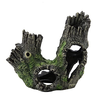 Aquarium Driftwood Decoration Artificial Resin Tree Trunk for Fish Tank Ornaments, Terrarium Vivarium Reptile Cave Hide Aquatic Decoration (ST-004B) - size: ST-004B
