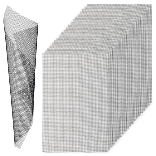 20 Pcs Drainage Mesh for Plant Pots, Mesh for Plants | 12 x 8 Inch Plastic Screen Meshs Pads, Prevents Soil Leakage (Black)