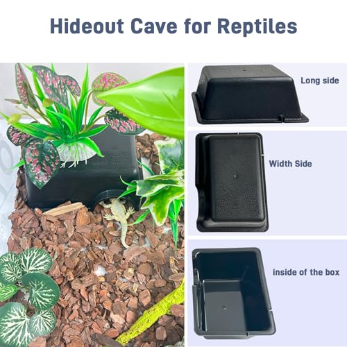 Small 2 Pcs Humid Hideout Cave for Reptiles, Snake Hide for Ball Pythons, Gecko Hide, Leopard Geckos, Bearded Dragons,Compact Terrarium Decor with Easy-Clean Design (6.70"x4.72"x2.56") - size: Small (2 Count)