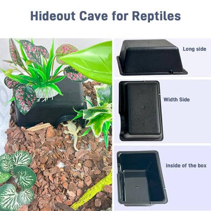 Small 2 Pcs Humid Hideout Cave for Reptiles, Snake Hide for Ball Pythons, Gecko Hide, Leopard Geckos, Bearded Dragons,Compact Terrarium Decor with Easy-Clean Design (6.70"x4.72"x2.56") - size: Small (2 Count)