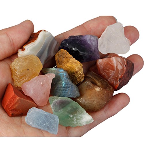 SUNYIK 1LB Natural Raw Mixed Stones Rock for Tumbling Cabbing | Irregular Healing Crystal Rock Stones for Aquarium, Terrarium Fish Tank, Fountain Rocks, Jewelry Making, Rock Collections - color: Mixed Stone(0.4"-1")