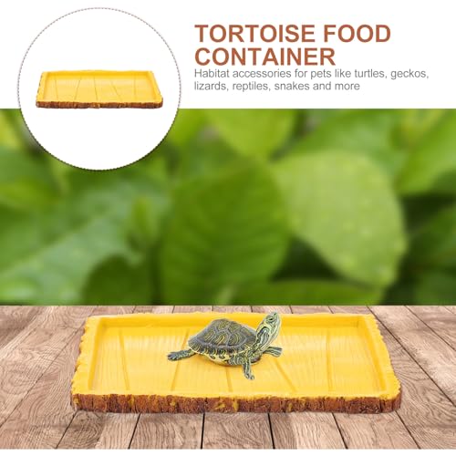 NUOBESTY Reptile Feeding Basin and Water Container Resin Rock Style Turtle Food Dish for Tortoise Enclosure Feeding Bowl for Lizards and Geckos