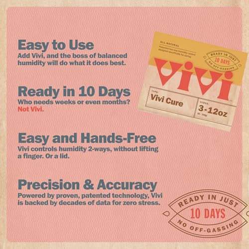 Vivi 10-Day Refining Process Humidity Control Packs | Balance Moisture for 3 to 12 oz in Any Airtight Storage Container, 4-Pack with Resealable Bag, Powered by Boveda