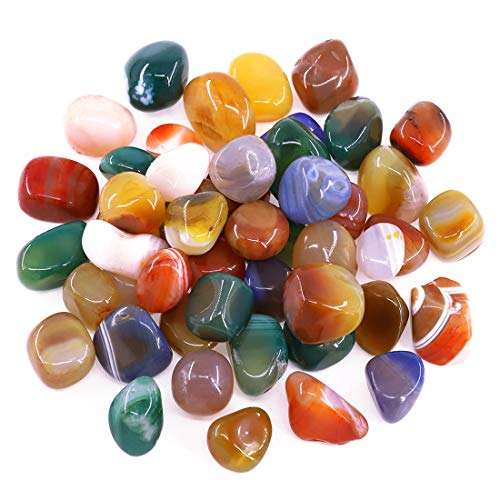 Hilitchi Mixed Agate Stone Tumbled Stones for Plants Cacti & Succulents Bedding, Vase Filler, Landscape Bottom Decoration (About 1lb(455g)/Bag) - color: Mixed Agate, size: 17-25mm (0.67"- 0.98")