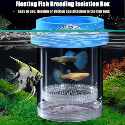 Breeder Box for Fish Tank, Floating Plastic Aquarium Breeding Chamber | Floating Mesh Isolation Hatchery Incubator for Small Fish, Betta Shrimp Clownfish Guppy - Adjustable Nursery Tank Divider