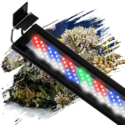 Led Aquarium Light, Full Spectrum Fish Tank Lights, Small 5/10 Gallon Freshwater Fishtank Hood Lighting for Grow Fish, Plants, Adjustable from 12 to 16 Inch - size: 12-16 IN