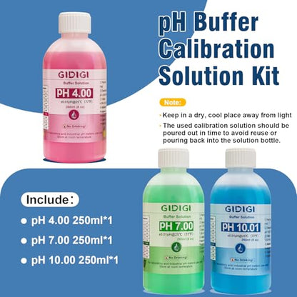 pH Meter Calibration Solution Kit, Includes 4.00, 7.00 and 10.01 | pH Probe Calibration Buffers,Tester Accessories 250 ml *3(8.4 fl oz) - color: Blue Red