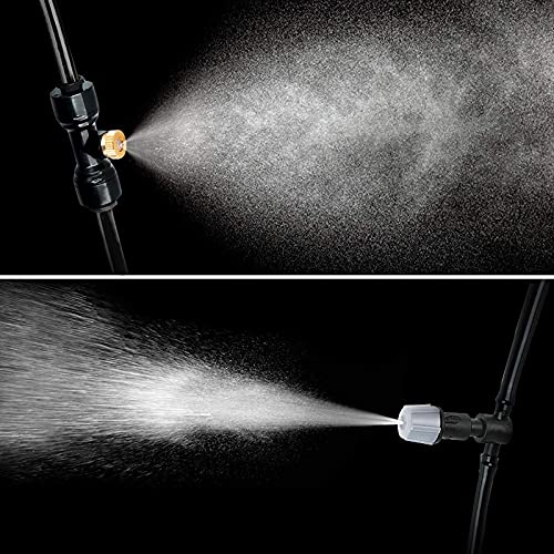 75FT Misters for Outside Patio, 28 Brass Nozzles, 3/4 Inch Adapter | 23M Outdoor Misting System for Patios, Gardens & Greenhouses, Preassembled Misting Line for Flexible DIY Cooling Layouts. - size: 75FT