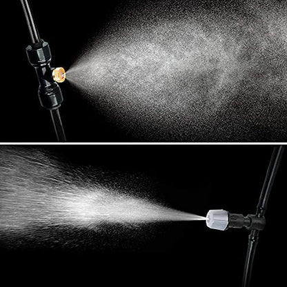 100FT Misters for Outside Patio, 28 Nozzles, 3/4 Inch Brass Adapter | 30M Outdoor Misting System for Patios, Gardens & Greenhouses, Preassembled Misting Line for Flexible DIY Cooling Layouts. - size: 100FT