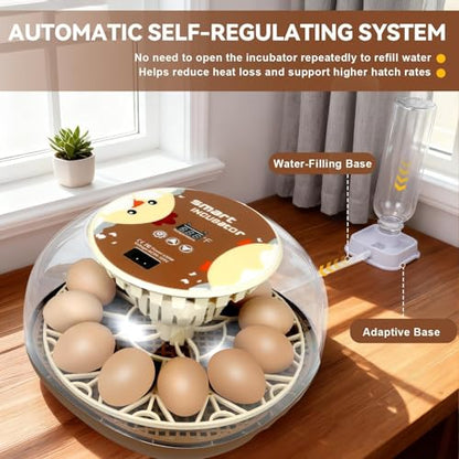 Nest I - 12 Egg Incubator for Beginners, Auto Egg Turning, Consistent Humidity with Auto-Refill Water Bottle & Stable Temp Control for Hatching Chicken, Goose, Duck, Quail, Pigeon, and Turkey - size: 12 Egg [Brown]
