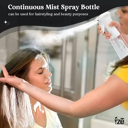 FZE® Continuous Spray Bottles 2 pack (10 Oz/300ml) with Ultra Fine Mist for Hair spraying, Watering Plants, Durable Solution and Your Go-To Kitchen Companion for Everyday Use
