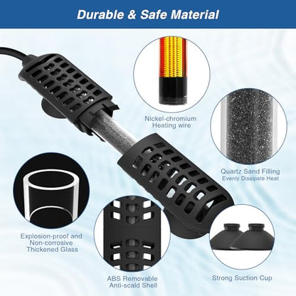 hygger 25W Small Aquarium Heater, Betta Fish Tank Heater with Adjustable Temperature External Controller and Over-Temperature Protection, for 5-10 Gallons Freshwater & Saltwater Fish Tank Turtle Tank - size: 25W