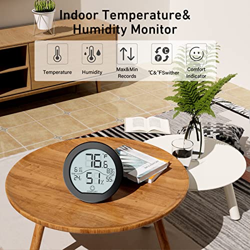 Indoor Digital Hygrometer Thermometer for Room Temperature Humidity Meter | SECRUI Thermometer Accuracy Calibration LCD Temperature Sensor with Maximum and Minimum Records,1 Pack - color: Black, size: TH1x1