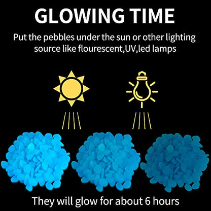 OSOPOLA 150 PCS Blue Glow Rocks Luminous Stones DIY Pebbles Aquarium Garden | OSOPOLA Blue Glow Rocks Luminous Stones DIY Pebbles For Aquarium Garden Path Patio FD05BL150 - color: Blue/150 pcs, size: 2.5x2x0.5cm