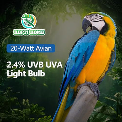 UVA UVB Light Bulb for Birds 2.4 UVB 20W Compact Flourescent Lamp for All Kinds Captive Birds