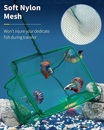 Pawfly Aquarium Fish Net with Braided Metal Handle Square Net with Soft Fine Mesh Sludge Food Residue Wastes Skimming Cleaning Net for Fish Tanks Small Koi Ponds and Pools - style: 10 Inch
