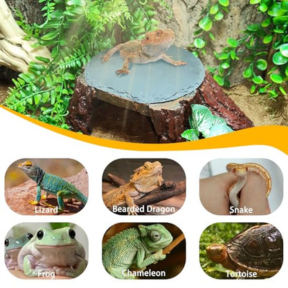 Bearded Dragon Basking Platform,Reptile Hide Cave with Heat Storage Slate Rock,Leopard Gecko Climing Decor Tank Accessories for Turtle,Ball Pythons,Lizard,Snake,11×7×3.5 inch