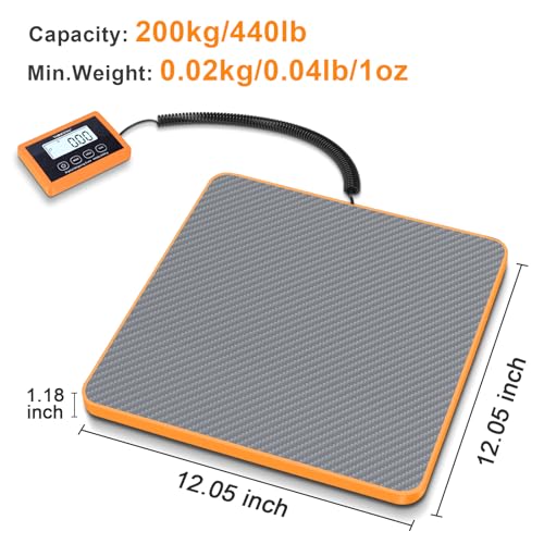 THINKSCALE Shipping Scale, 440lb, 10g/1oz Postal Scale, Hold/Tare | Carbon Fiber Platform – Anti-Slip & Lightweight, Backlit LCD Easy Read, for Packages & Mail. Battery + AC adapter included - color: Carbon Fiber Gray