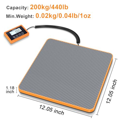 THINKSCALE Shipping Scale, 440lb, 10g/1oz Postal Scale, Hold/Tare | Carbon Fiber Platform – Anti-Slip & Lightweight, Backlit LCD Easy Read, for Packages & Mail. Battery + AC adapter included - color: Carbon Fiber Gray