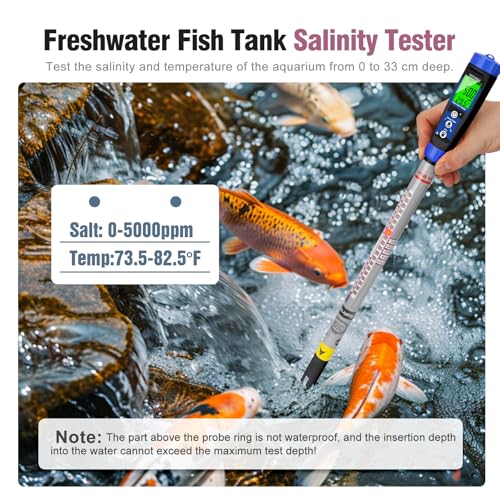 Truncheon Salt Meter Digital Salinity Tester for Saltwater Pool&Spa | Pool Tester Digital,Accurate Salt Testing Kit for Sodium Chloride Content 0-5100 ppm, Swimming Pool, Spa, Hot Tub - color: Black salinity meter