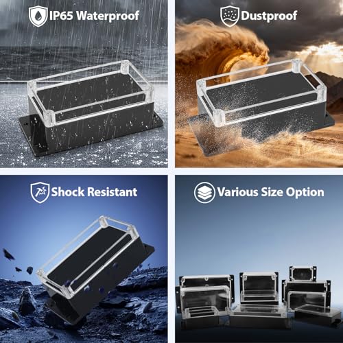 Project Box IP65 Waterproof ABS Plastic Electrical Junction Box with Clear Cover Enclosure with Fixed Ear, Black 6.2"x 3.5"x 2.5"(158x90x64mm)(Pack of 1) - color: 1 pack, size: 6.2"x 3.5"x 2.5"