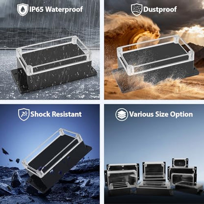 Project Box IP65 Waterproof ABS Plastic Electrical Junction Box with Clear Cover Enclosure with Fixed Ear, Black 6.2"x 3.5"x 2.5"(158x90x64mm)(Pack of 1) - color: 1 pack, size: 6.2"x 3.5"x 2.5"