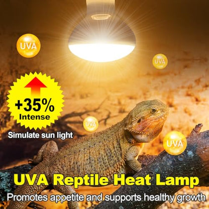 MIXJOY 100W Reptile Heat Lamp Bulb Combo, 2PCS Day & Night Reptile Heat Bulbs, UVA Daylight Intense Heat Basking Bulb Infrared Heat Light Bulb for Reptiles, Lizard, Tortoise, Bearded Dragon Chickens - style: 100W Day&Night Bulbs