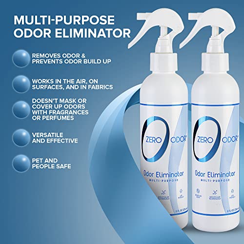 Zero Odor - Multi-Purpose Strong Odor Eliminator for Home, Office, Car, Bathroom, Hotel, Room Deodorizer, and Odor Neutralizer, 8oz Two Pack - size: 8 Fl Oz (Pack of 2)