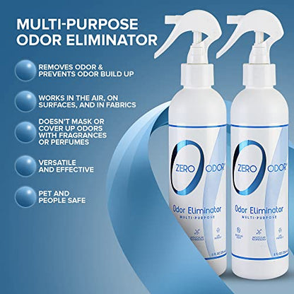 Zero Odor - Multi-Purpose Strong Odor Eliminator for Home, Office, Car, Bathroom, Hotel, Room Deodorizer, and Odor Neutralizer, 8oz Two Pack - size: 8 Fl Oz (Pack of 2)