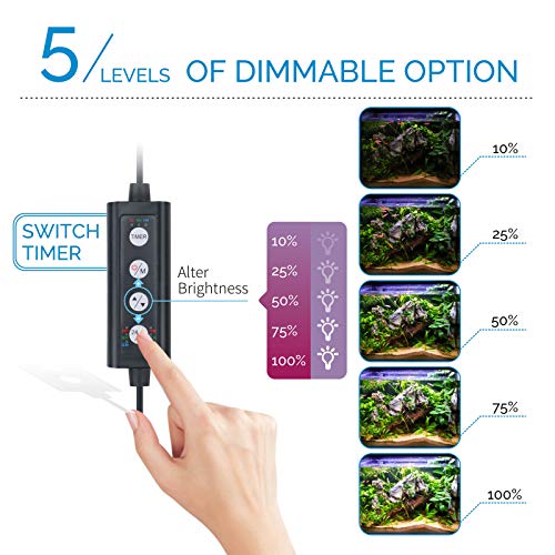 hygger Advanced LED Aquarium Light with Timer, 24/7 Lighting Cycle & DIY Mode, Full Spectrum Fish Tank Light for 12-17 in Freshwater Planted Tank - size: 12"- 17"(14W)